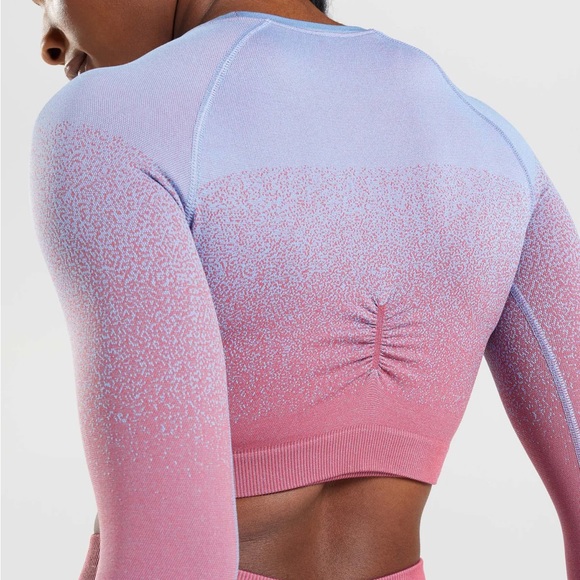 GYMSHARK ADAPT OMBRE SEAMLESS LONG SLEEVE CROP TOP - Picture 1 of 6